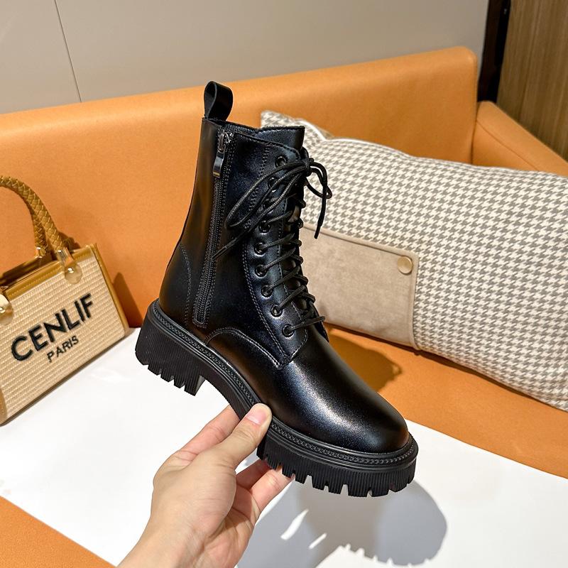 Мартинсы на внутренней платформе, женские, в британском стиле, средней высоты, на толстой подошве, в стиле ретро, дымчатые, ботинки челси, универсальные, короткие, на осень и зиму