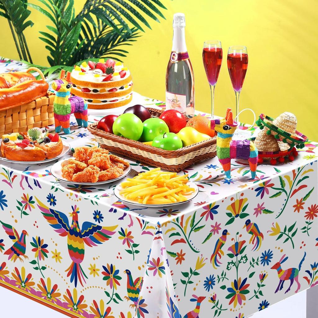 Frienda 3 шт. Скатерть на День Мертвых Dia De Los Muertos Декор 54 x 108 дюймов Fiesta Цветочные Одноразовые Покрытия для Стола Черепа Птицы для