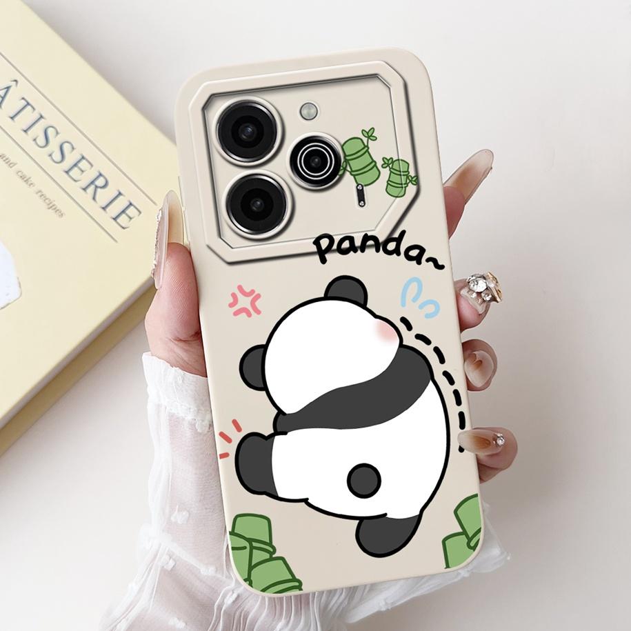 For Tecno Pova 6 Pro 5G 2024 Case LI9 Camera Lens Protective Cover Cute Panda Cartoon Soft Bumper For Tecno Pova 6 Pova6 5G Capa