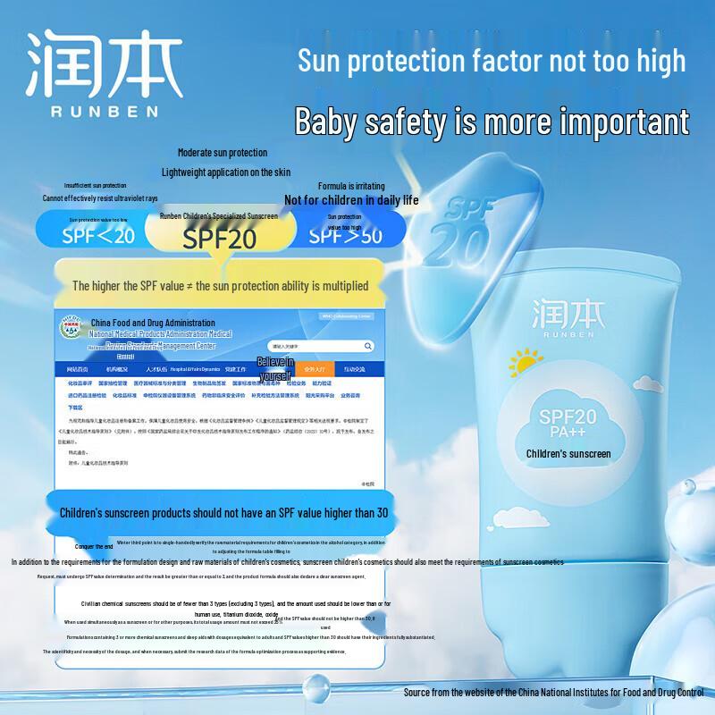 Runben Kids SPF20 Sunscreen 3-Pack