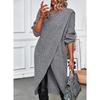 Women's Fashion Crossover Style Top Solid Colour Long Sleeve Knit Long Dress Jacket