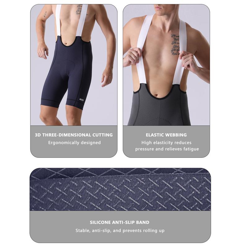 MKEW Men's High-Waisted Cycling Bib Pants Summer Bike Shorts with Shock-Absorbing Pad MTB Bicycle Clothing for Comfortable Breat