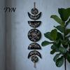 Boho Style Wall Hanging Decor Decoration, Moon Phases Art, Minimalist Star Phase Wood Panels Gothic Witchy Door Pediment Pediments Sign for Room Home