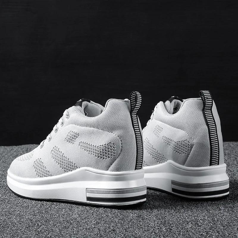 Модные повседневные женские туфли с сетчатым принтом, удобные дышащие туфли на танкетке, модные узкие кроссовки на шнуровке для бега Tênis Branco