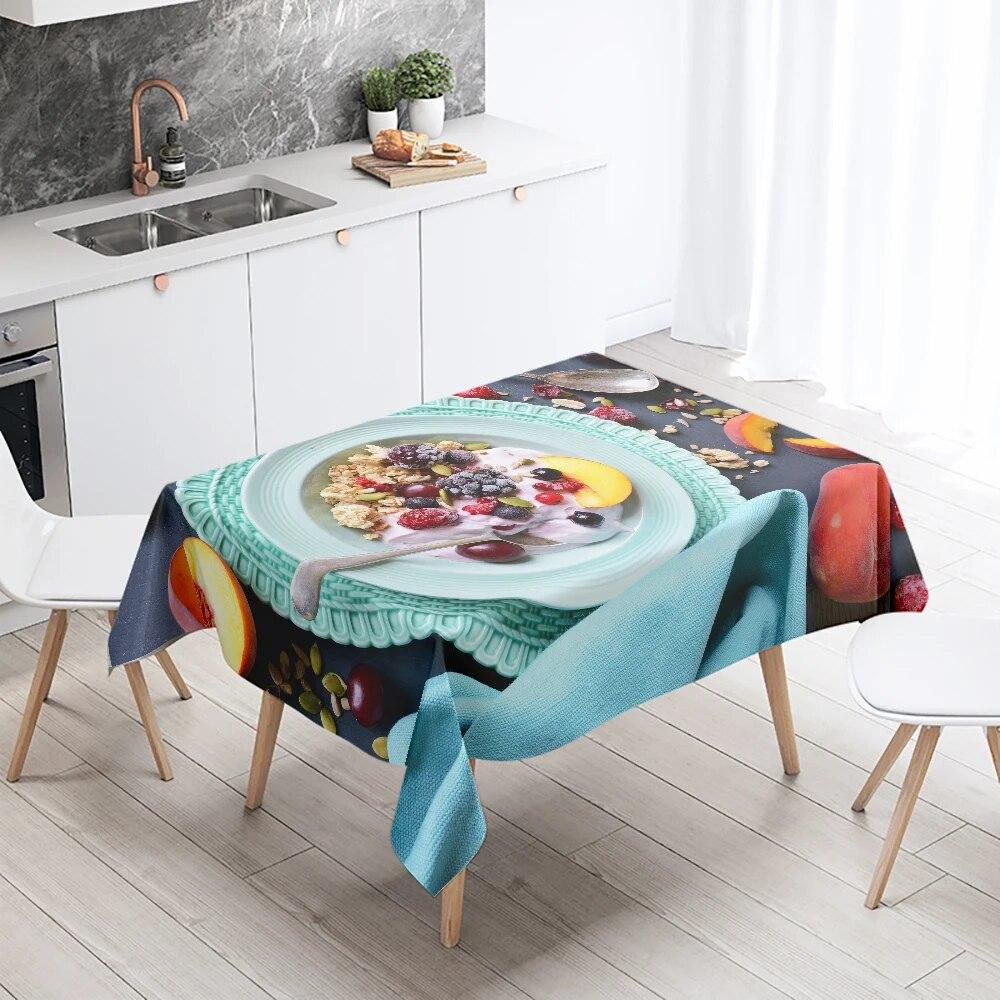 Скатерть с принтом для гурманов, устойчивая к пятнам, водонепроницаемая, кухонная, домашняя, уличная, для пикника, ресторана, украшение