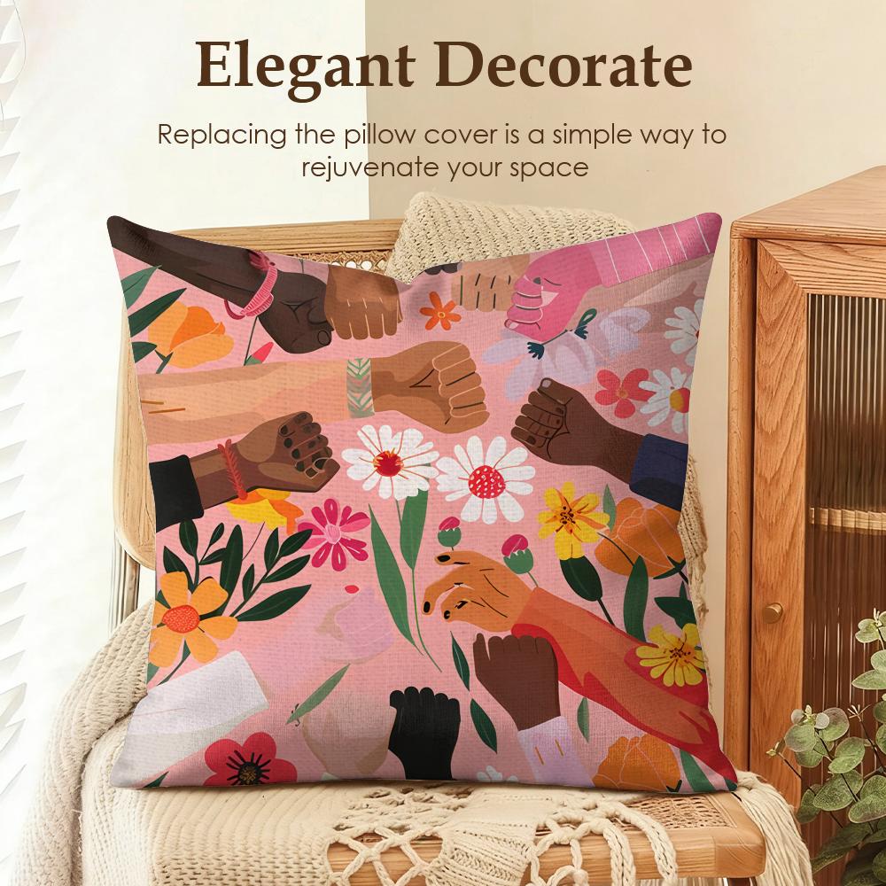 Art City Loneliness Girl Lucky Cushion Cover Natural Linen Organic Fabric DoubleSided Printing Sofa Home Decor Gift Pillow Case