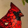 Yousheng Red Bird Table Lamp Stained Glass Style Bedside Bird Lamp Handcrafted Red Bird Night Light for Home Decor Bedroom Desk Christmas Gift
