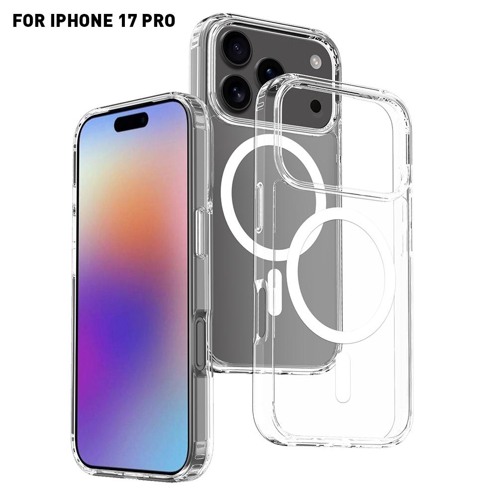 Роскошный прозрачный противоударный магнитный чехол MagSafe для iPhone 17 Air 17Pro 17 Pro Max, жесткая задняя крышка, поддержка беспроводной зарядки