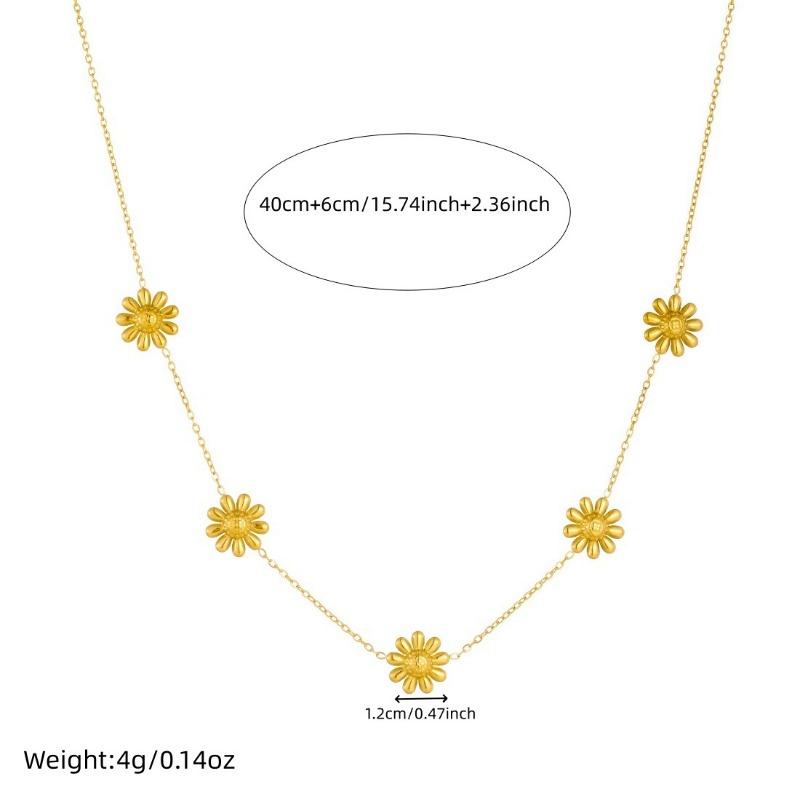Gold Plated Daisy Flower Jewelry Set Necklace and Earrings Fashion Jewelry for Women