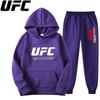 Спортивный костюм с худи и джоггерами Fight-mark для мужчин, смелый принт с буквой Combat на груди, matching sport text на штанах, толстый флисовый комплект для тренировок по боксу на открытом воздухе