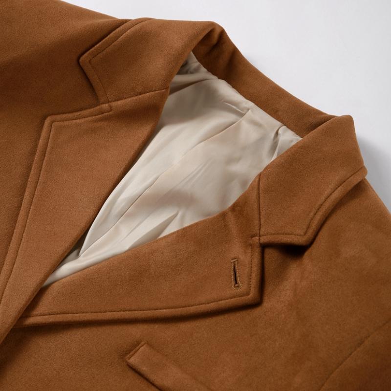 Loose Vintage Suede Jackets Women Lapel Single Breasted Long Sleeves Pockets Blazer Jacket Autumn Maillard Outerwears