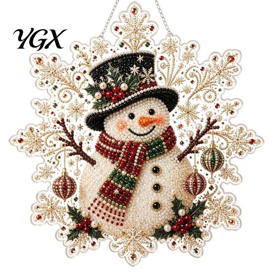 Easy to Install Holiday Accessories Christmas Acrylic Pendant with Metal Chain, Double-sided Printed 2D Snowflake Gift Ornaments for Family