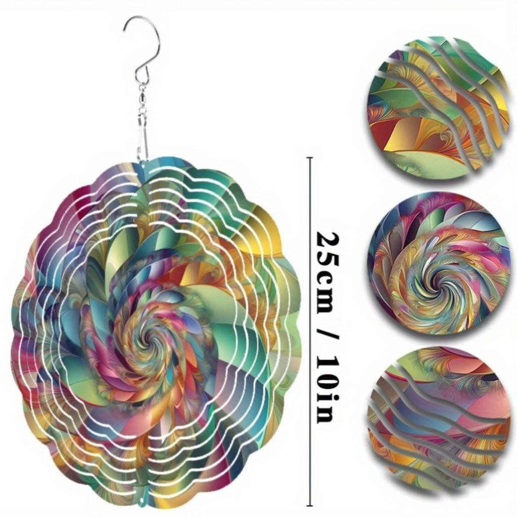 10 Inch Hanging Wind Spinner with 360 Degree Hook Elegant Dynamic Decor for Spring Summer Balcony Garden Gift for Friends