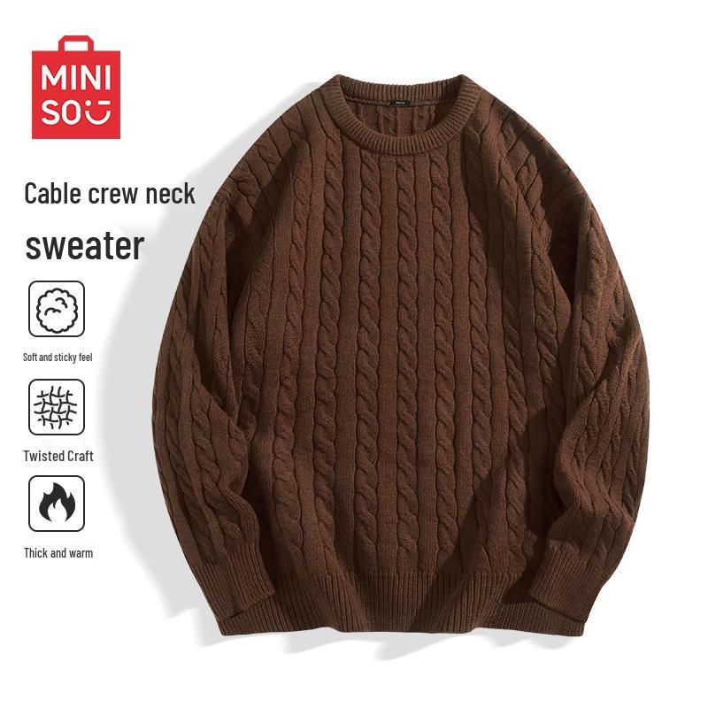 MINISO Мужской свитер в ретро стиле с круглым вырезом