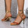Женские Сандалии Модные Однотонные Блестящие Кожаные Туфли Рыбий Рот Тонкие Сандалии На Высоком Каблуке Повседневные Большого Размера Повседневные Туфли На Высоком Каблуке