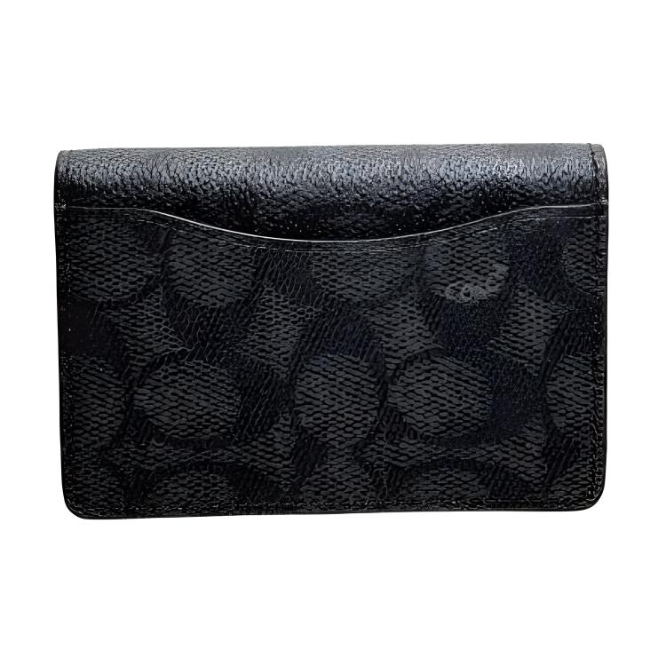 Coach Кошелек для карт с принтом логотипа, двойного сложения, из покрытого холста, мужские аксессуары, угольно-черный CW367-MI5