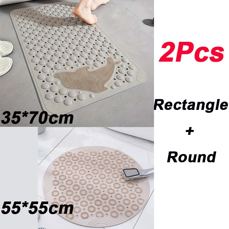 Коврик для ванны нескользящий с присосками в ванной комнате, моющиеся коврики для душа с дренажными отверстиями для массажа ног в ванной