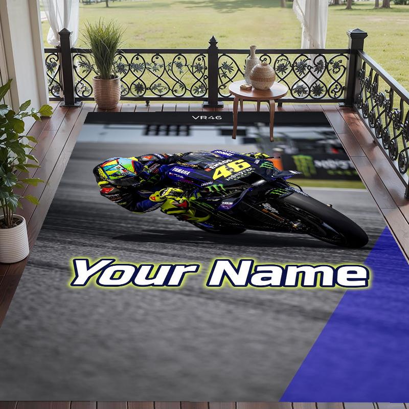 Custom Name Yamaha Racing Crystal Velvet Floor Rug Personalized Text Soft Carpet Home Decor