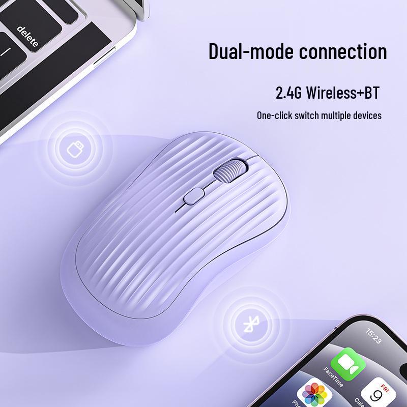 Беспроводная Bluetooth-мышь с двойным режимом для телефонов, планшетов, iPad и ноутбуков - Бесшумное использование в офисе