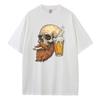 Cotton TeeBaggy T Shirt Oversize Cotton Drop Shoulder Unisex Tops Beer Skull Beard Graphic Tees Breathable Print Mens Tops Design Clothes