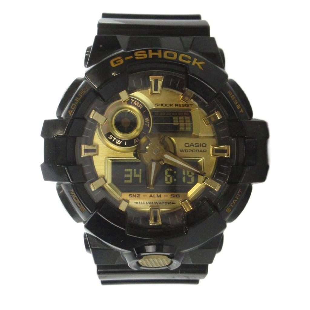 Casio Кварцевые часы G-SHOCK GA-710GB, Аналогово-цифровые, Логотип, Календарь, Черные, Мужские GY18 /MQ
