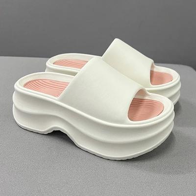 2024 Лето Новые Модные Круглые Носки Открытый Носок Толстая Подошва Водонепроницаемая Платформа Однотонные Удобные Тапочки Женская Обувь