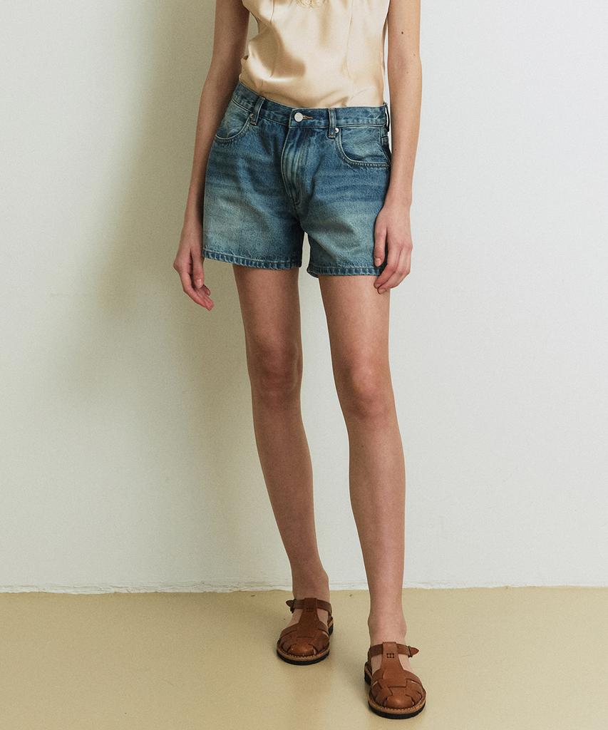 GREENBUTTER Washing Denim Shorts (Blue)