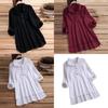 Cotton Linen Blouse With Pockets For Casual Office Wear
