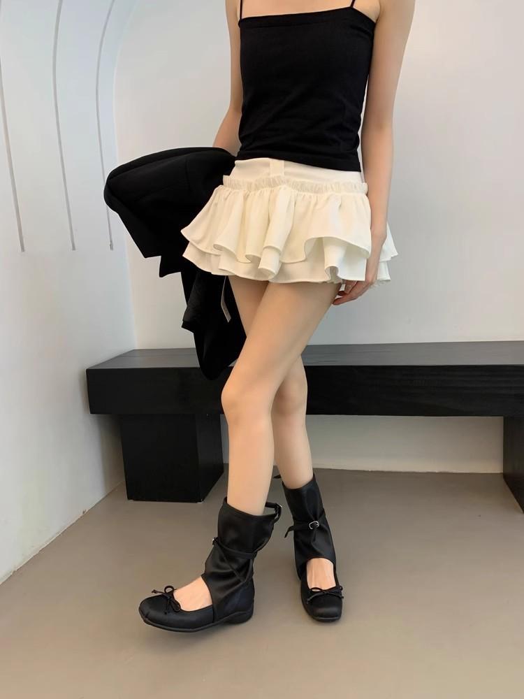 Cool Boots Children's New Summer Bow Ballet Pleated Pile Boots Medium Boots