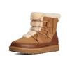 Classic Novelty Cow Split Leather Round Toe Thick Sole Short Snow Boots Women Boots Brown 1174574-CHE