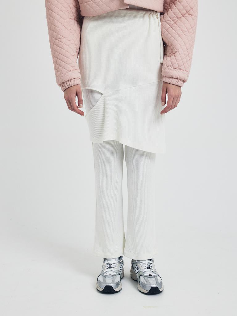 Ce Yeon Skirt Layered Bootcut Leggings Pants (Fleece)