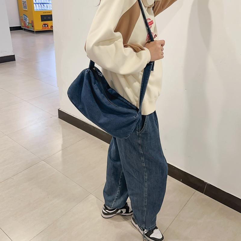 Винтажные джинсовые сумки через плечо для девочек, школьные сумки-мессенджеры, дорожные сумки, повседневные женские сумки через плечо большой вместительности
