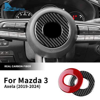Настоящая мягкая наклейка из углеродного волокна для Mazda 3 Axela BP 2019-2025/CX-30 2020-2025/CX-50 2022-2025 Центральная отделка рулевого колеса автомобиля ujcdg07