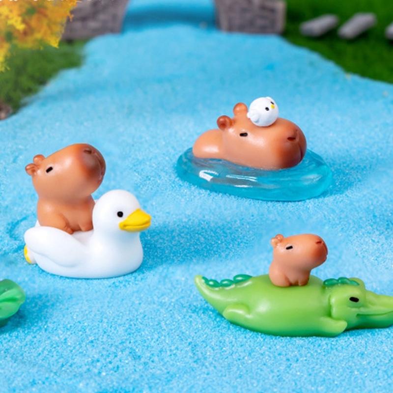 10Pcs Mini Capybaras Duck & Friend Figurines for Garden Decoration