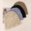 Дышащая ажурная вязаная шапка с цветами, повседневный берет, летняя, с цветами, дышащая хлопковая шапка-бини, солнцезащитный козырек, женская