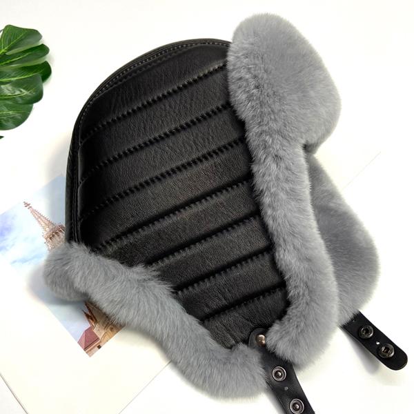 Natural Rabbit Fur Hats for Men Bomber Hats Ear Flaps Fluffy Tails Warm Stylish Winter Hat Ushanka