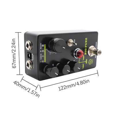MOSKYAudio FUZZ педаль эффектов для гитары, 4 переключателя режимов и регуляторы громкости/тона/сустейна, компактный портативный