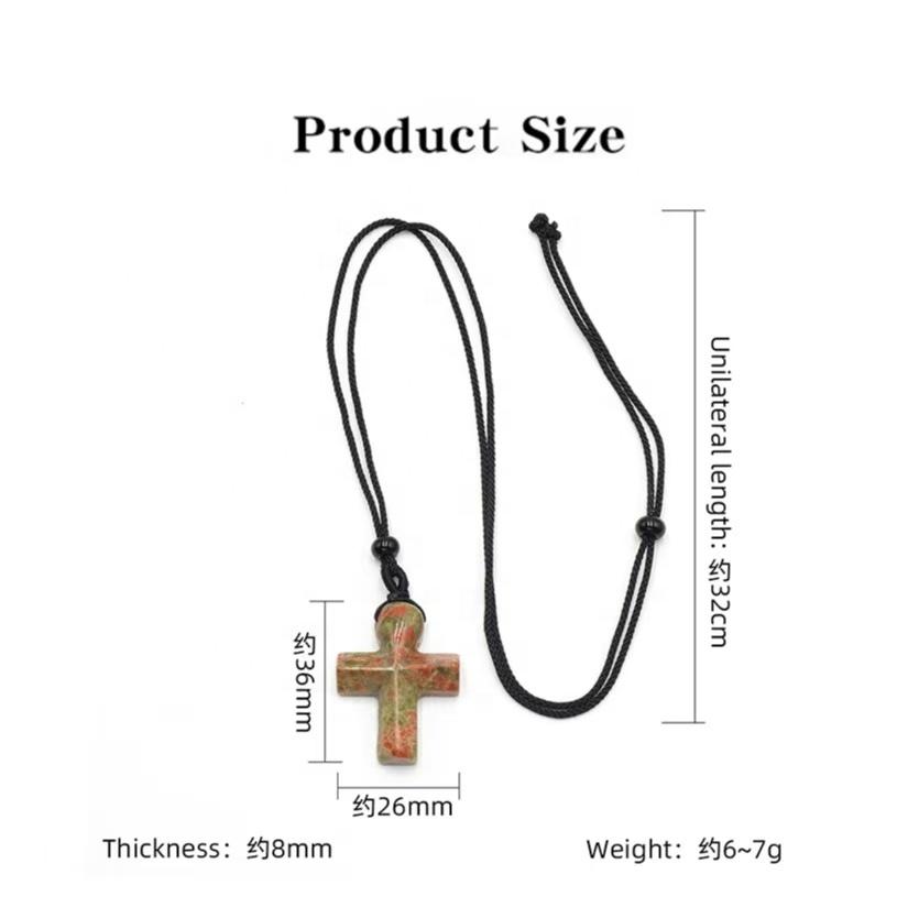 Natural Crystal Woven Cross Religious Cross Christian Natural Crystal Necklace Cross Necklace for Thanksgiving Gift