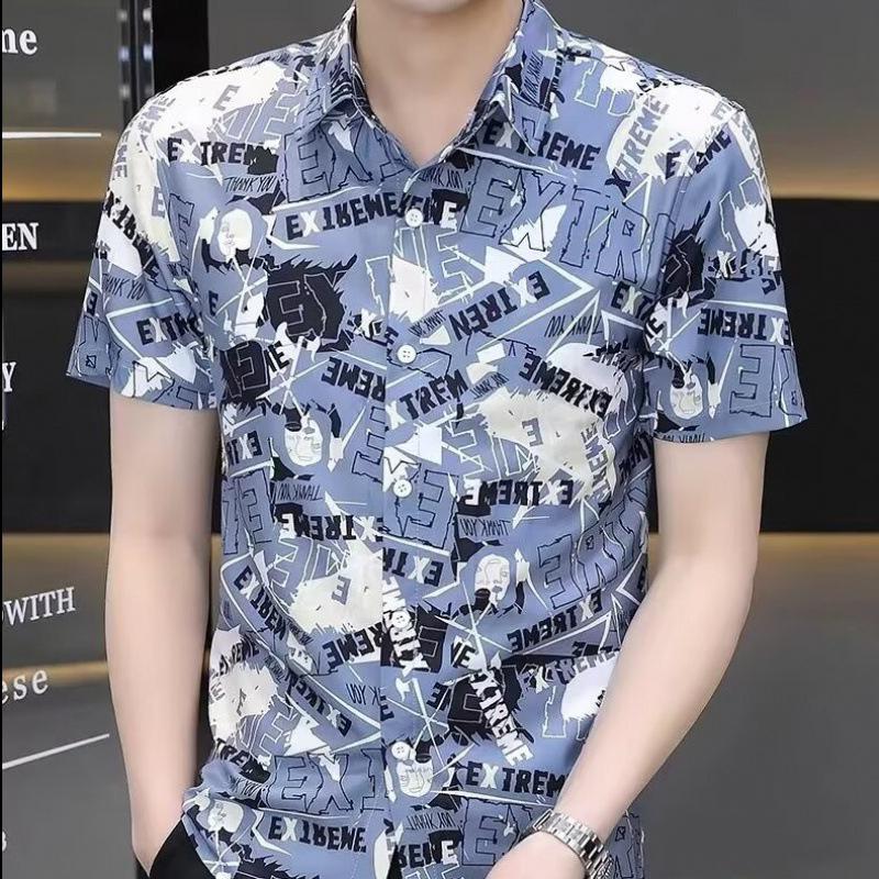 Мужская футболка с лацканами, лето 2024, мода, короткий рукав, свободный крой