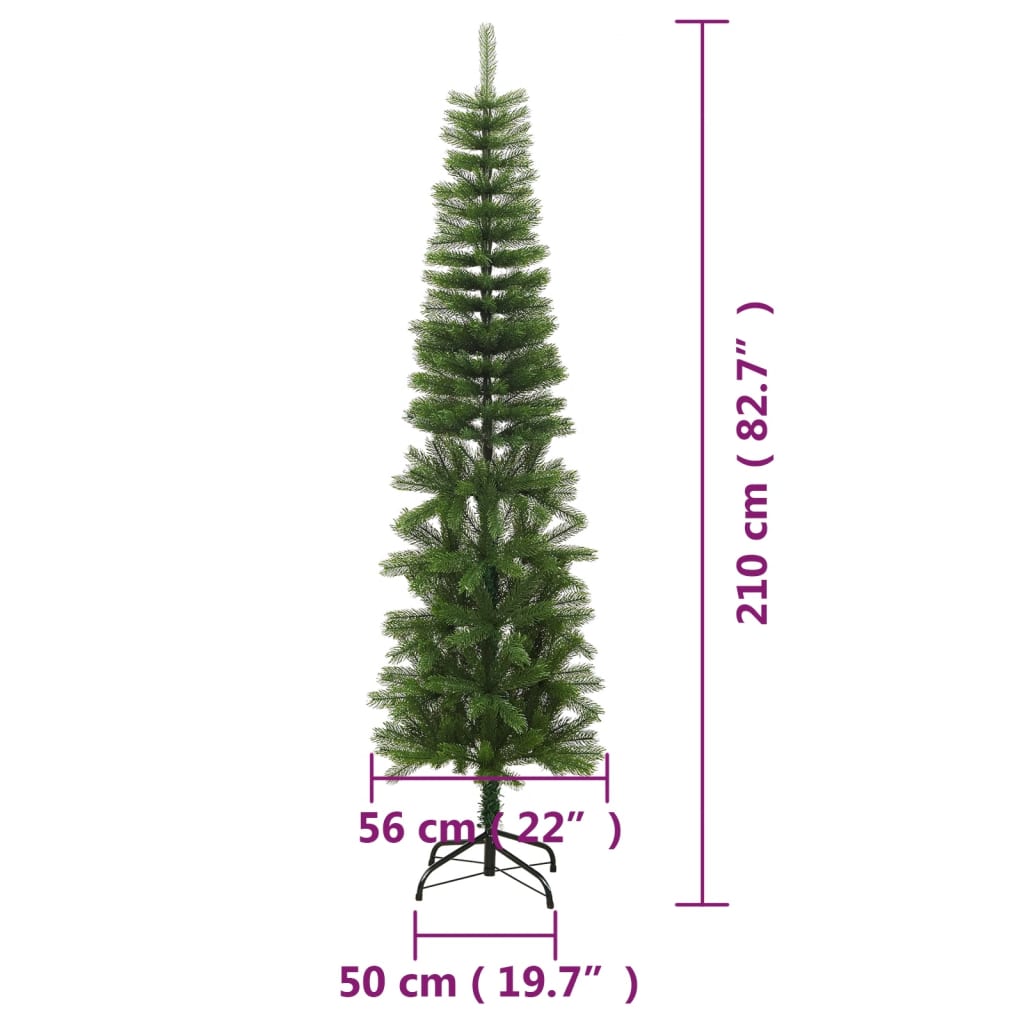 Artificial Christmas Tree with Stand Slim Design 210 cm PE