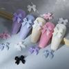 White Ribbon Resin Bow Nail Charm Parts 3D Rhinestone Nail Art Decoration Accessories Supplies for DIY Korean Manicure Design