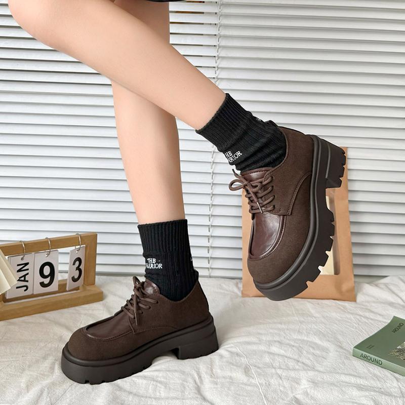 Модные ретро замшевые туфли на платформе для женщин Мэри Джейн Модные повседневные лоферы для женщин Обувь Новые оксфорды с круглым носком Туфли JK Lolita