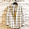 Модная рубашка с длинными рукавами в крупную клетку, мужская новая свободная повседневная рубашка в корейском стиле