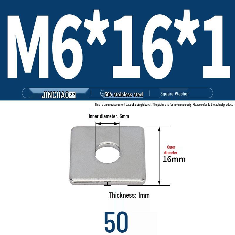 304 Stainless Steel Thickened Square Flat Washer for Curtain Wall (M4-M16)