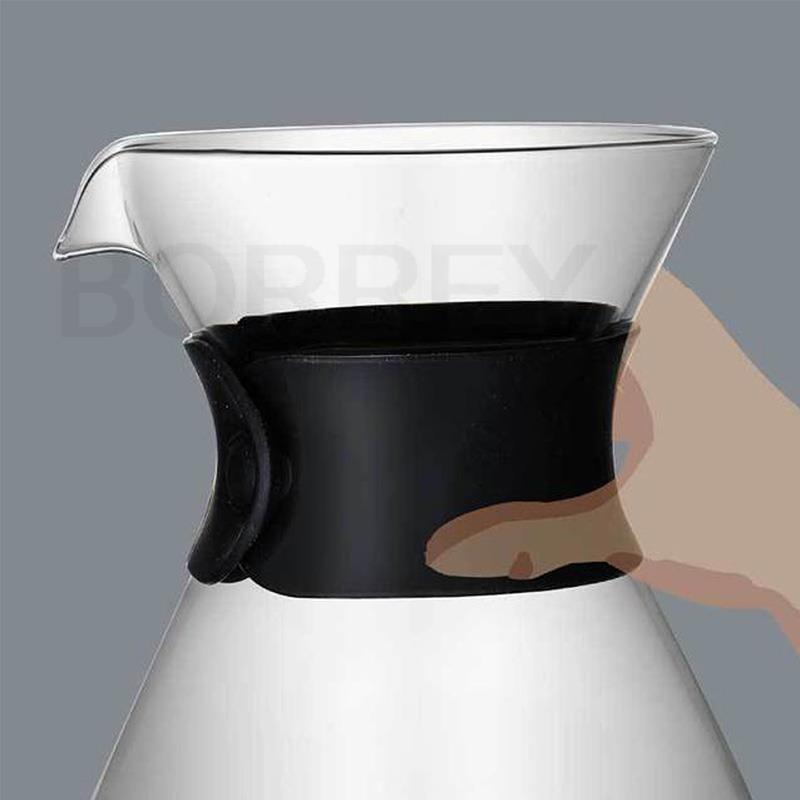 BORREY400ML Стеклянный кофейник, кофеварка, многоразовый фильтр из нержавеющей стали, стеклянный графин, ручная капельница для кофе, горшок для заваривания
