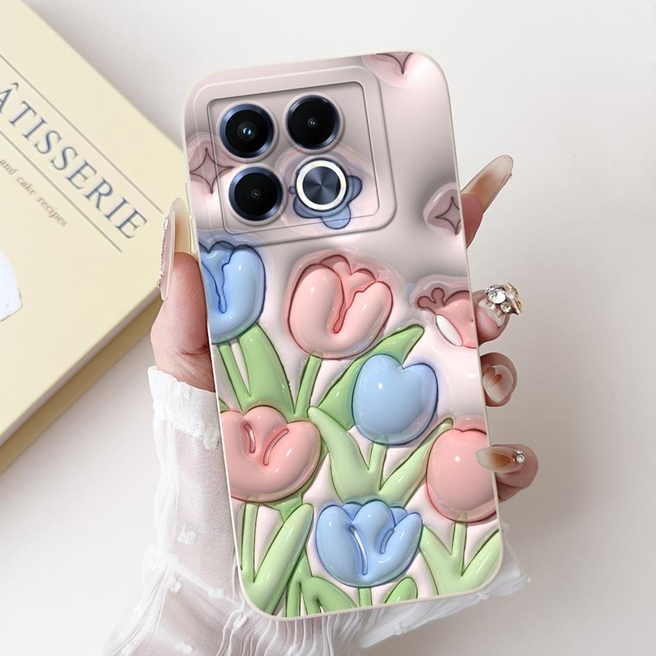 For Infinix Note 40 5G Case Cartoon Rabbit Flower Anti Slip Bumper Soft Silicone Cover For Infinix Note40 X6852 X6851 Phone Case