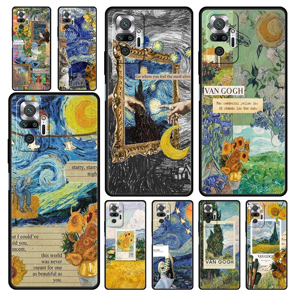 Starry Sky Van Gogh Art Phone Case For Xiaomi Redmi Note 13 12 5G 9S 9 8 10 11 Pro 4G 9T 13C 12C 10C 9C 9A 7 Pro Silicone Cover