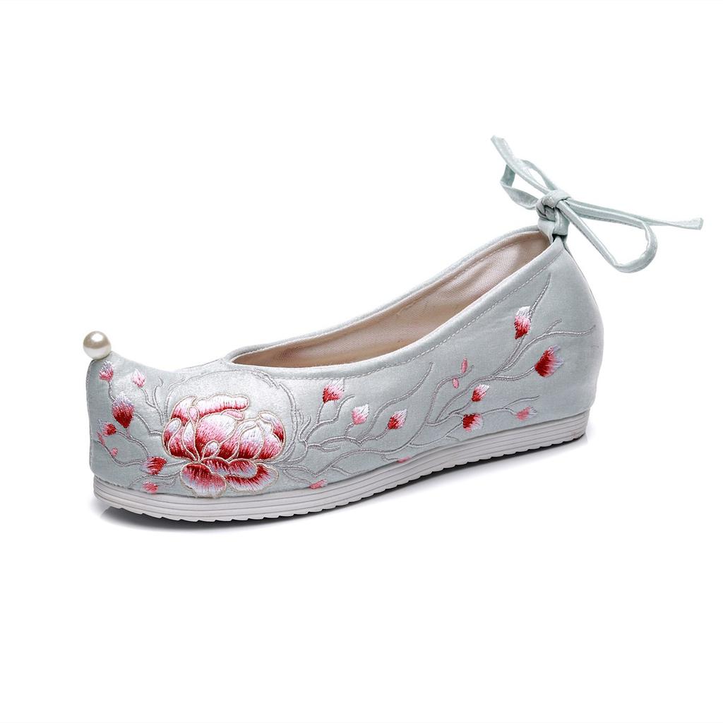 Клиренс! [Красный] Весна и лето 2025 обувь ханьфу старинная одежда китайский стиль внутренняя высота увеличение танкетка приподнятый носок вышитая ткань