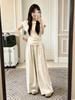 Модный ootd образ модный студенческий стиль костюм женский летний новый повседневный с коротким рукавом широкие брюки комплект из двух предметов