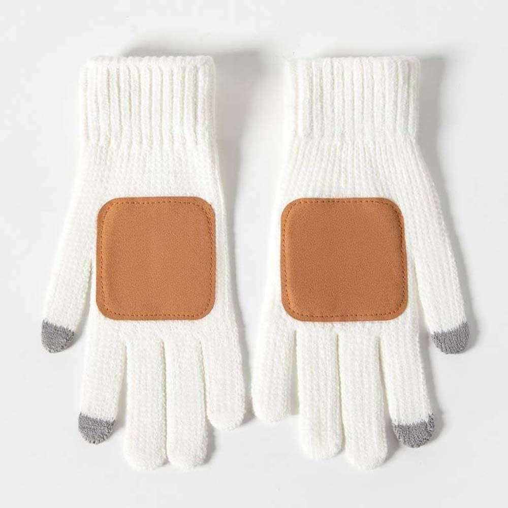 Solid Color Winter Knit Mittens Knitted Wool Woolen Warm Gloves Touchscreen Gloves Outdoor Cycling